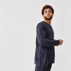 Kalenji Camiseta Running Dry+ Hombre Negro Manga Larga Transpirable