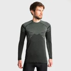 EVADICT CAMISETA SIN COSTURAS CONFORT MANGA LARGA TRAIL RUNNING HOMBRE NEGRO CAQUI