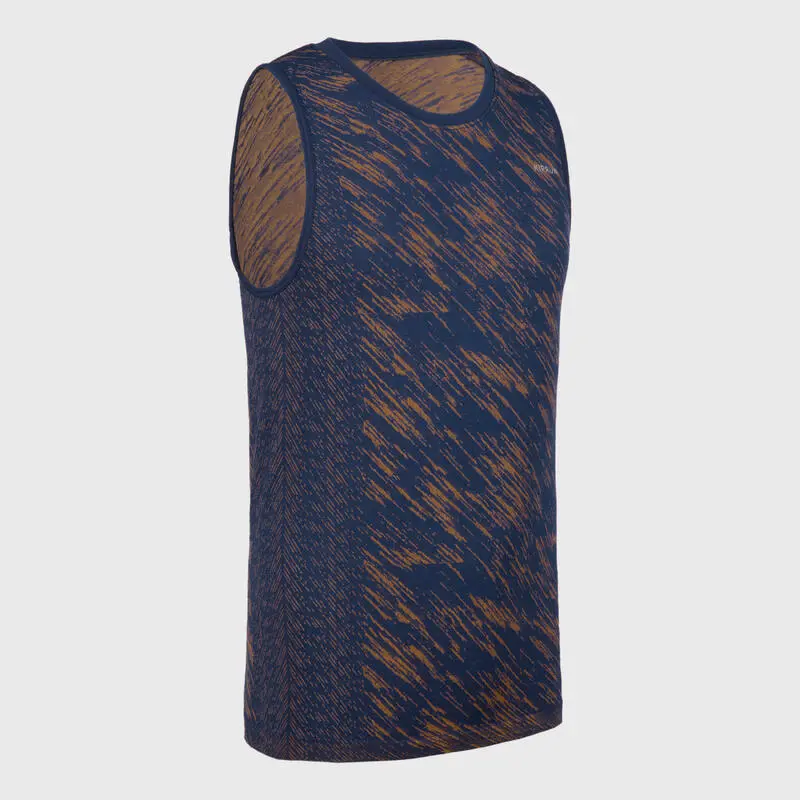 KUPIMA Camiseta Sin Mangas Running Sin Costuras Niños - KIPRUN CARE Marino Naranja 3 KUPIMA Camiseta Sin Mangas Running Sin Costuras Niños - KIPRUN CARE Marino Naranja