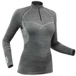 Camiseta Térmica De Esquí Y Nieve Interior Wedze Ski 900 Mujer Lana Gris