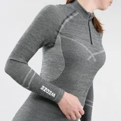 Camiseta Térmica De Esquí Y Nieve Interior Wedze Ski 900 Mujer Lana Gris -tienda de material de boxeo camiseta termica de esqui y nieve interior wedze ski 900 mujer lana gris 4
