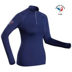 Camiseta Térmica Interior De Esquí Y Nieve 1/2 Cremallera Mujer Wedze 500 Azul -tienda de material de boxeo camiseta termica esqui mujer 500 ffs 12 cremallera azul marino