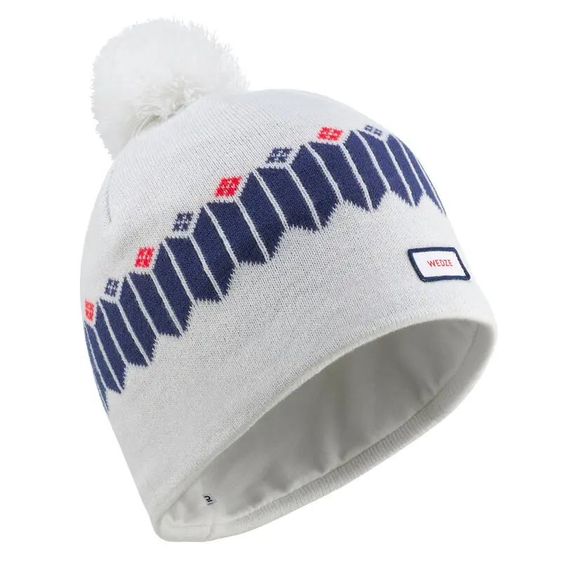 GORRO DE INVIERNO ADULTO WEDZE JACQUARD BLANCO AZUL 3 GORRO DE INVIERNO ADULTO WEDZE JACQUARD BLANCO AZUL