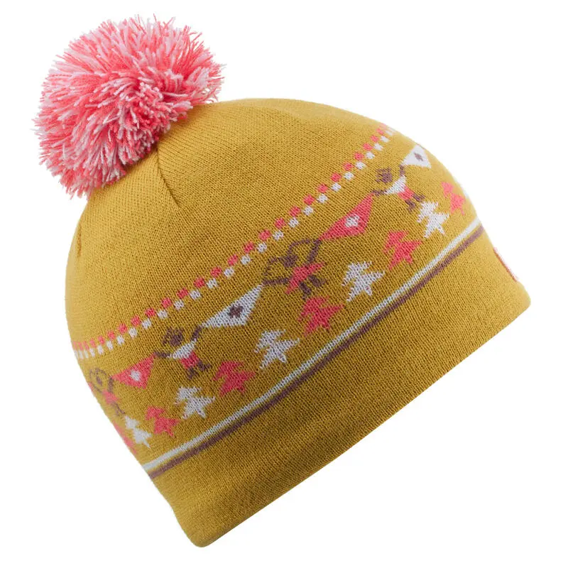 WEDZE Gorro De Invierno Niños Jacquard Ocre 4 WEDZE Gorro De Invierno Niños Jacquard Ocre - Imagen 2