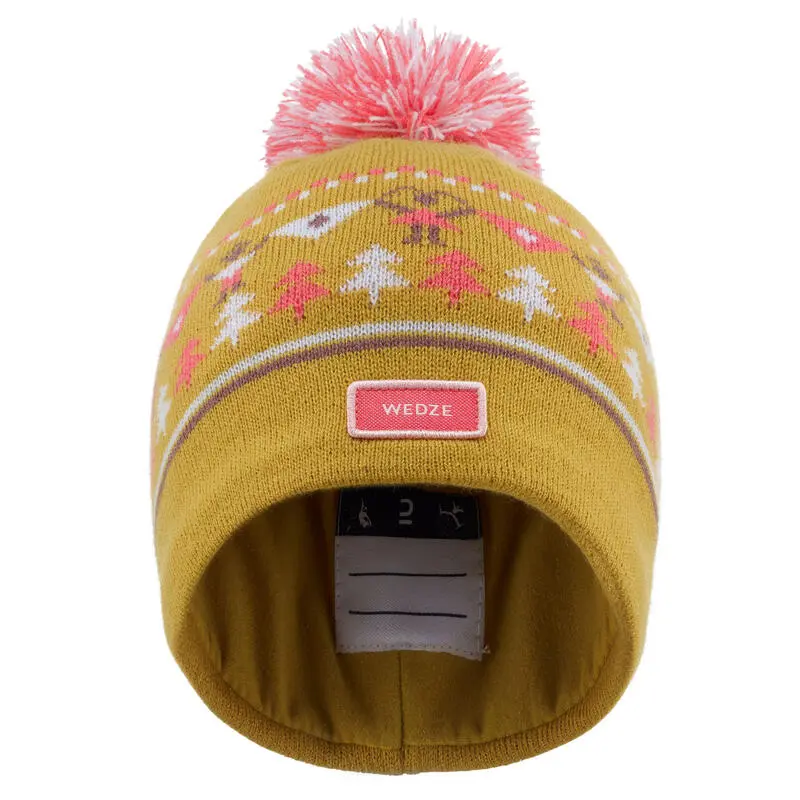 WEDZE Gorro De Invierno Niños Jacquard Ocre 5 WEDZE Gorro De Invierno Niños Jacquard Ocre - Imagen 3