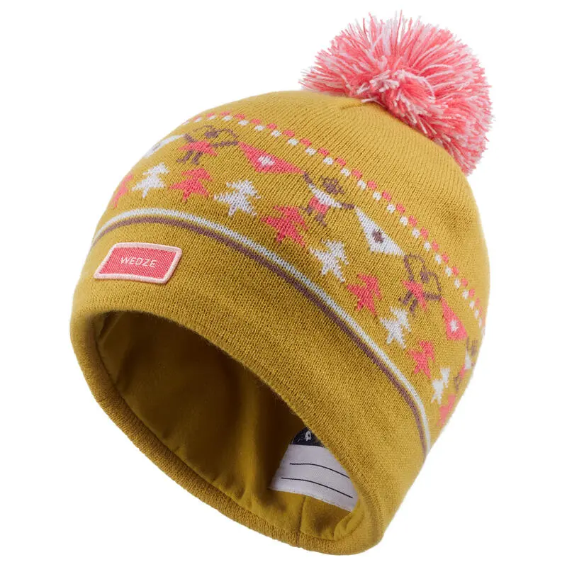 WEDZE Gorro De Invierno Niños Jacquard Ocre 6 WEDZE Gorro De Invierno Niños Jacquard Ocre - Imagen 4