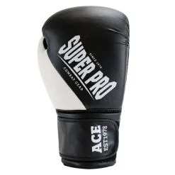 Super Pro Combat Gear Guantes De Boxeo - Ace - En Blanco Y Negro -tienda de material de boxeo guantes de boxeo ace en blanco y negro 4