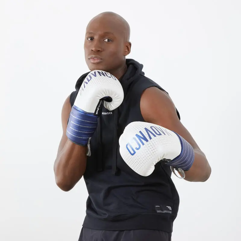 Guantes De Boxeo Outshock 500 Blanco/azul 6 Guantes De Boxeo Outshock 500 Blanco/azul - Imagen 4