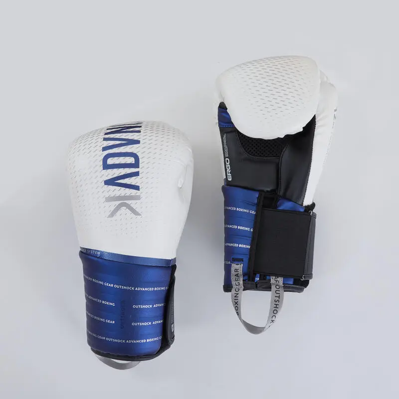 Guantes De Boxeo Outshock 500 Blanco/azul 3 Guantes De Boxeo Outshock 500 Blanco/azul