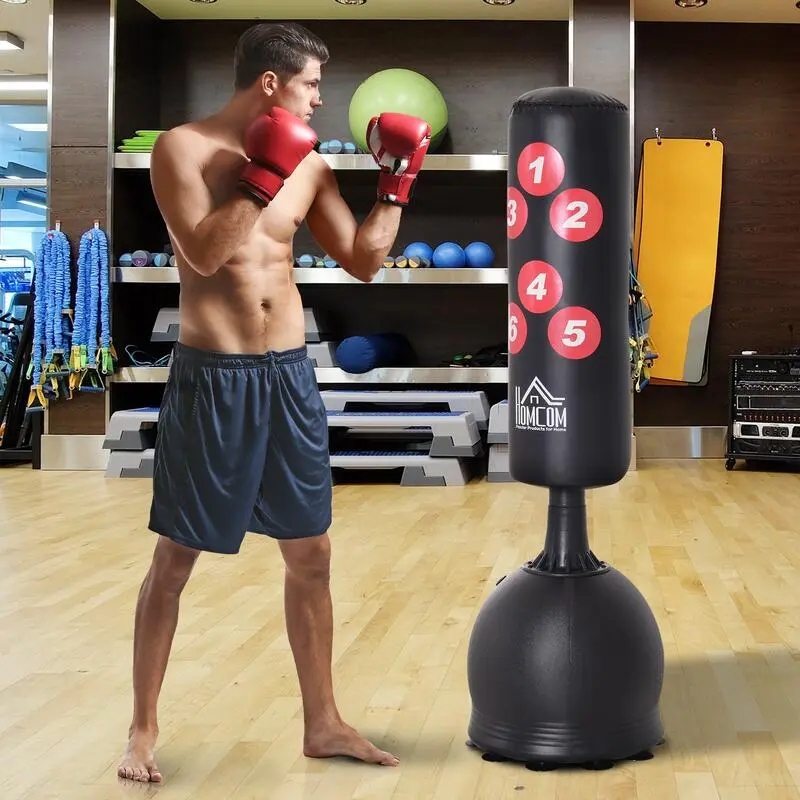 Saco De Boxeo De Pie Con Base Rellenable HOMCOM 50x50x165 Cm Negro 4 Saco De Boxeo De Pie Con Base Rellenable HOMCOM 50x50x165 Cm Negro - Imagen 2