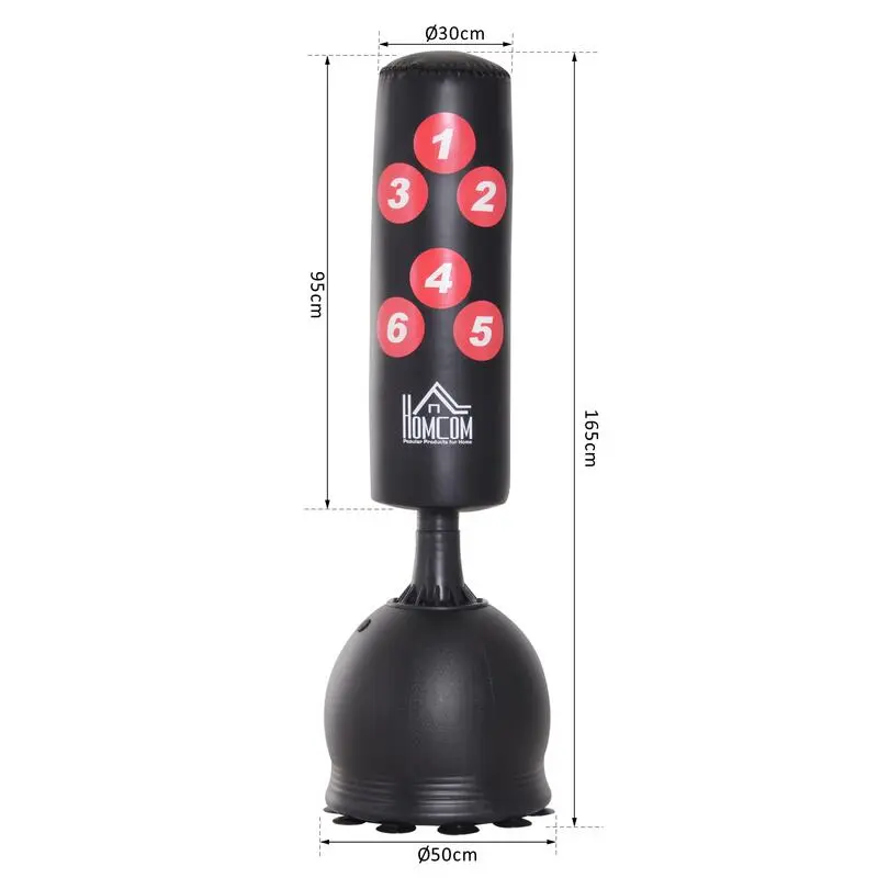 Saco De Boxeo De Pie Con Base Rellenable HOMCOM 50x50x165 Cm Negro 5 Saco De Boxeo De Pie Con Base Rellenable HOMCOM 50x50x165 Cm Negro - Imagen 3
