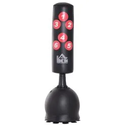 Saco De Boxeo De Pie Con Base Rellenable HOMCOM 50x50x165 Cm Negro