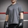Camiseta De Boxeo Manga Corta Con Capucha Outshock 100 Gris -tienda de material de boxeo camiseta de boxeo manga corta con capucha outshock 100 gris