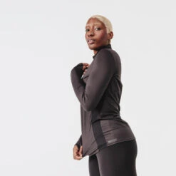 Kalenji Camiseta Running Dry+ Mujer Negro Manga Larga 1/2 Cremallera -tienda de material de boxeo camiseta running dry mujer negro manga larga 12 cremallera 2