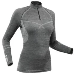 Camiseta Térmica De Esquí Y Nieve Interior Wedze Ski 900 Mujer Lana Gris