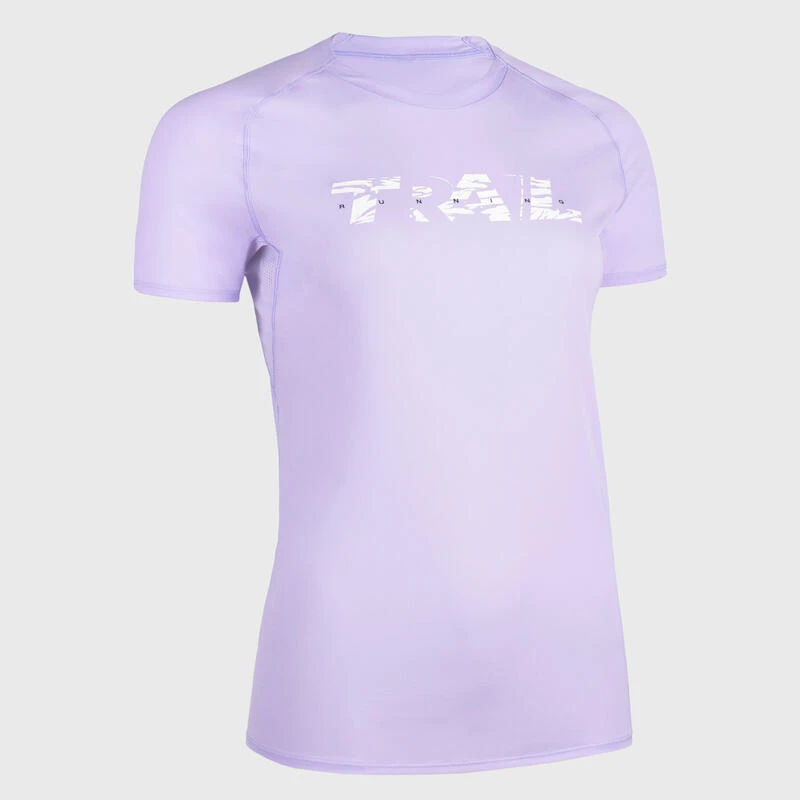 CAMISETA TRAIL RUNNING MUJER LILA ESTAMPADO MANGA CORTA 3 CAMISETA TRAIL RUNNING MUJER LILA ESTAMPADO MANGA CORTA