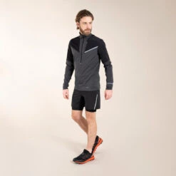 Camiseta Trail Running Softshell Manga Larga Hombre Negro Gris -tienda de material de boxeo camiseta trail running softshell manga larga hombre negro gris 3