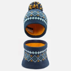 WEDZE Gorro Y Braga De Cuello De Bebé Esquí / Trineo De Lunares Azul Marino Y Rosa -tienda de material de boxeo gorro y braga de cuello de bebe esqui trineo de lunares azul y naranja