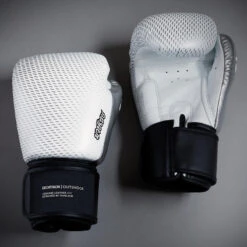 Guantes De Muay Thai Cuero Outshock 500 Blanco/plateado