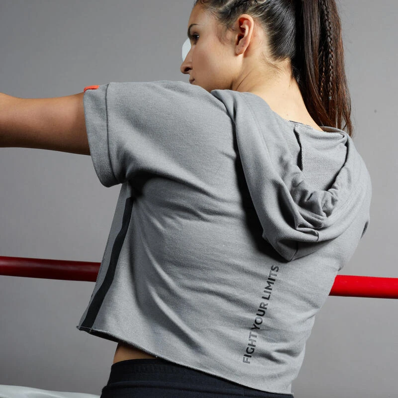 Sudadera De Boxeo Con Capucha Mujer Outshock 100 Gris 5 Sudadera De Boxeo Con Capucha Mujer Outshock 100 Gris - Imagen 3